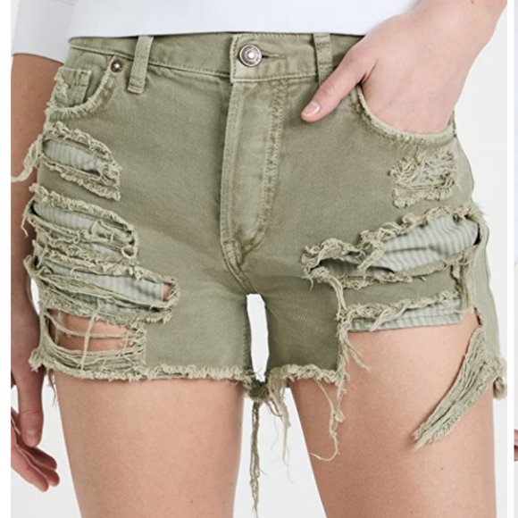 Free People Maggie Mid Rise Shorts ARMY NWT SIZE 26 - Picture 6 of 10